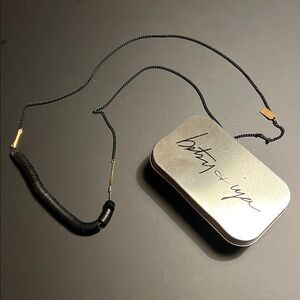 Beaded Long Necklace Black and Brass by Betsy & Iya with gift box - NEW